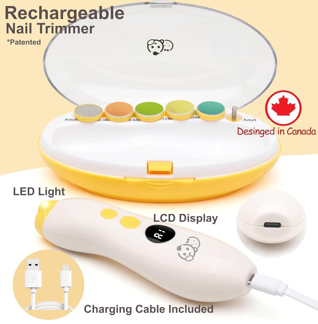 Wiederaufladbarer Baby-Nagelschneider 22 in 1, elektrische Nagelfeile, zusätzliche 13 Ersatzstücke,