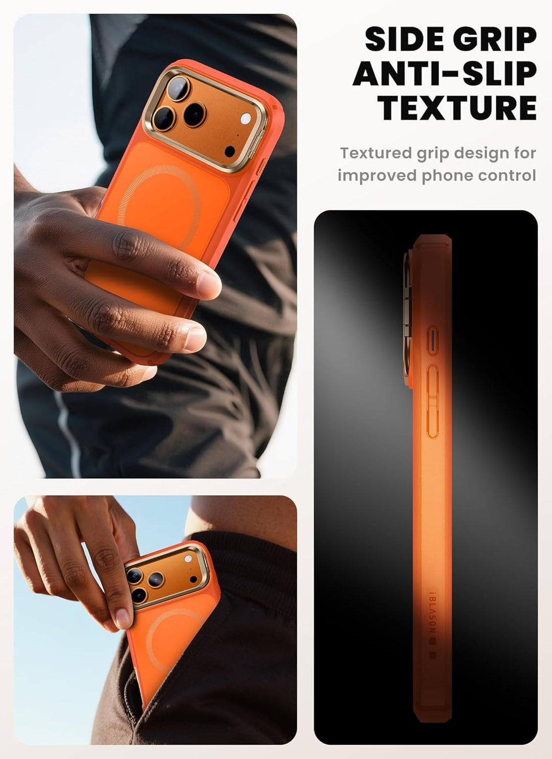 i-Blason für iPhone 17 Pro Max Hülle MagSafe mit Ständer [9H Displayschutz aus gehärtetem Glas] [Kam