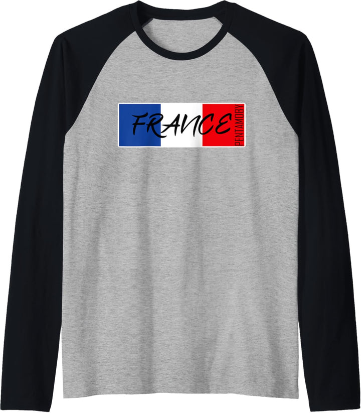 Frankreich Eiffelturm Flagge Band Badge Raglan
