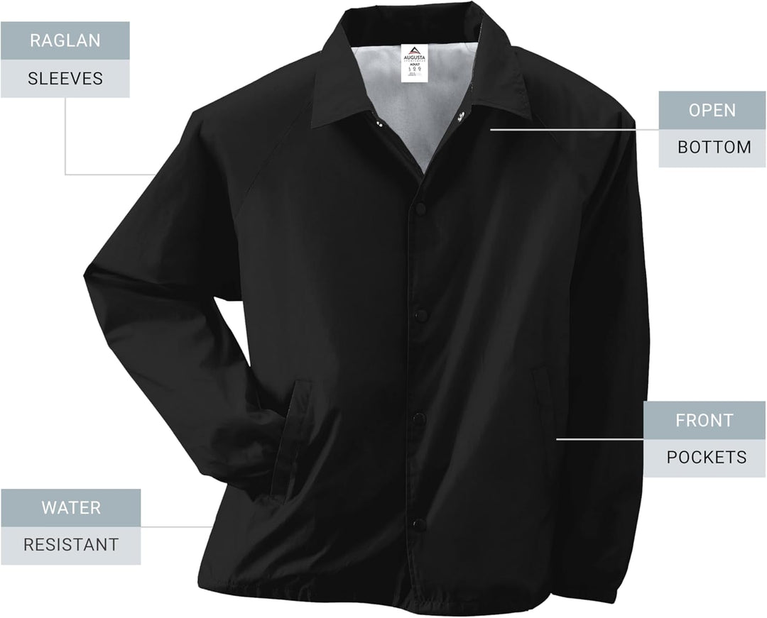 Augusta Sportswear Herren Augusta Nylon Coach's Jacket/Lined Jacke 3XL Schwarz, 3XL Schwarz