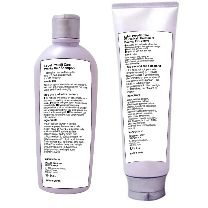 Lebel Proedit Care Works Hair Shampoo 300ml & Hair Ttreatment 250ml Set - Bounce Fit (Green Tea Set)
