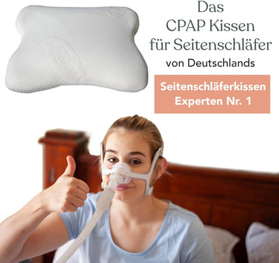 Traumreiter CPAP Kissen für Seitenschläfer - Schlafapnoe Kopfkissen mit Memory Foam 2 Härtegrade, ge