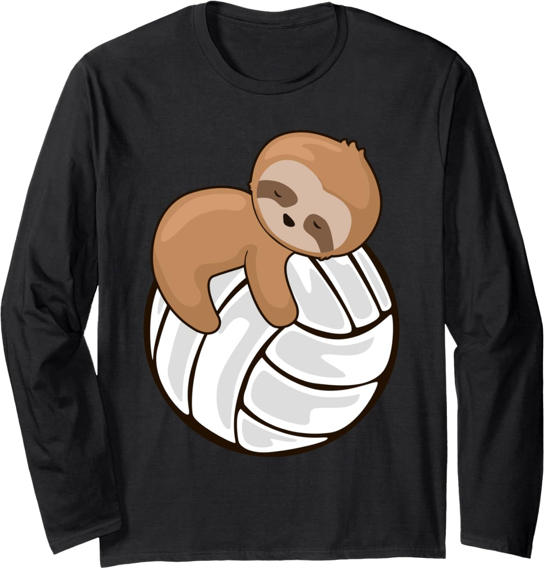 Volleyball mit Faultier-Motiv Langarmshirt
