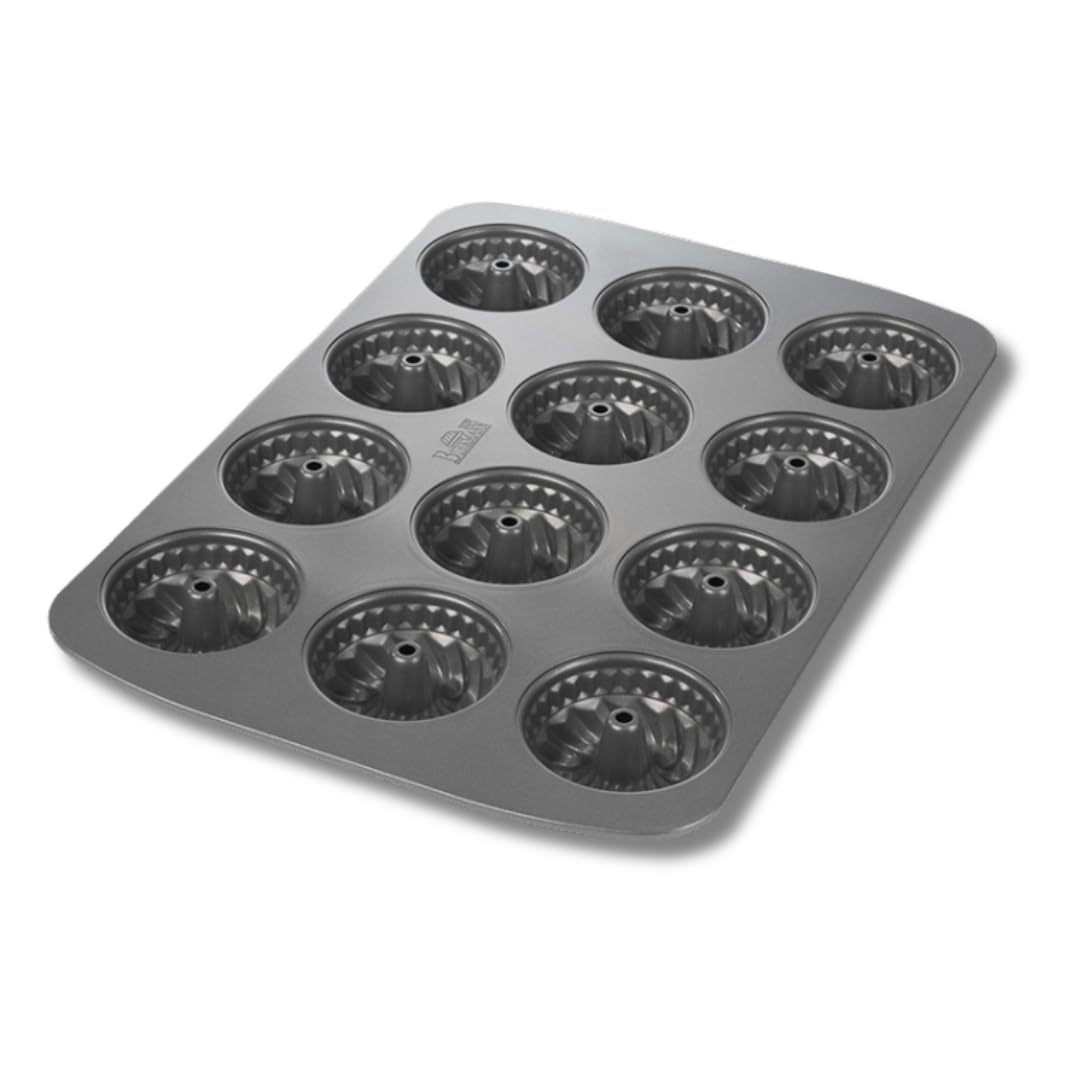 Birkmann, Easy Baking, Mini-Gugelhupfblech 12-fach, Backform für Mini-Kuchen, Muffins und Cupcakes,