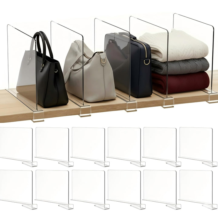 12 Stück Transparente Acryl Regaltrenner: Multifunktionaler Kleiderschrank Organizer - 30 x 20 cm Re