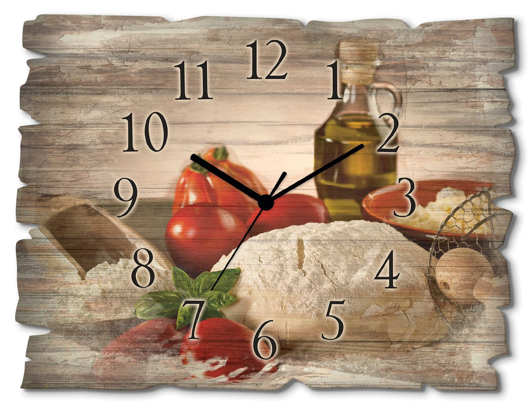 ARTLAND Wanddeko Wanduhr ohne Tickgeräusche aus Holz Quarz Uhr lautlos Rechteckig 40x30 cm Lebensmit