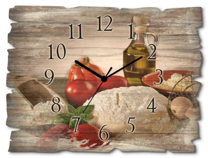 ARTLAND Wanddeko Wanduhr ohne Tickgeräusche aus Holz Quarz Uhr lautlos Rechteckig 40x30 cm Lebensmit