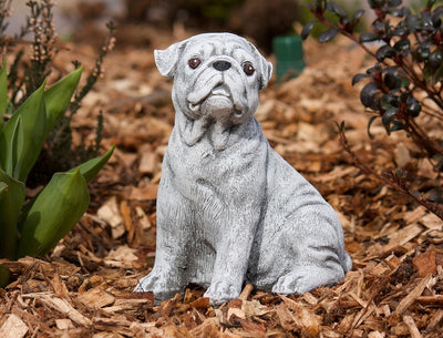 stoneandstyle Steinfigur Hund Mops, Frost- und Wetterfest, massiver Steinguss