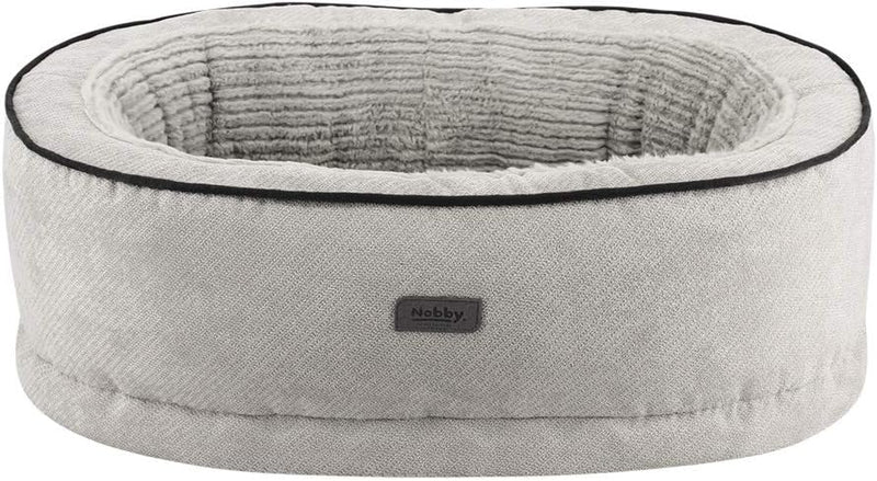 Nobby Orthopädisches Komfortbett oval LAGO hellgrau 65 x 47 x 17+5 cm Grau L 65 x B 52 x H 22 cm, Gr