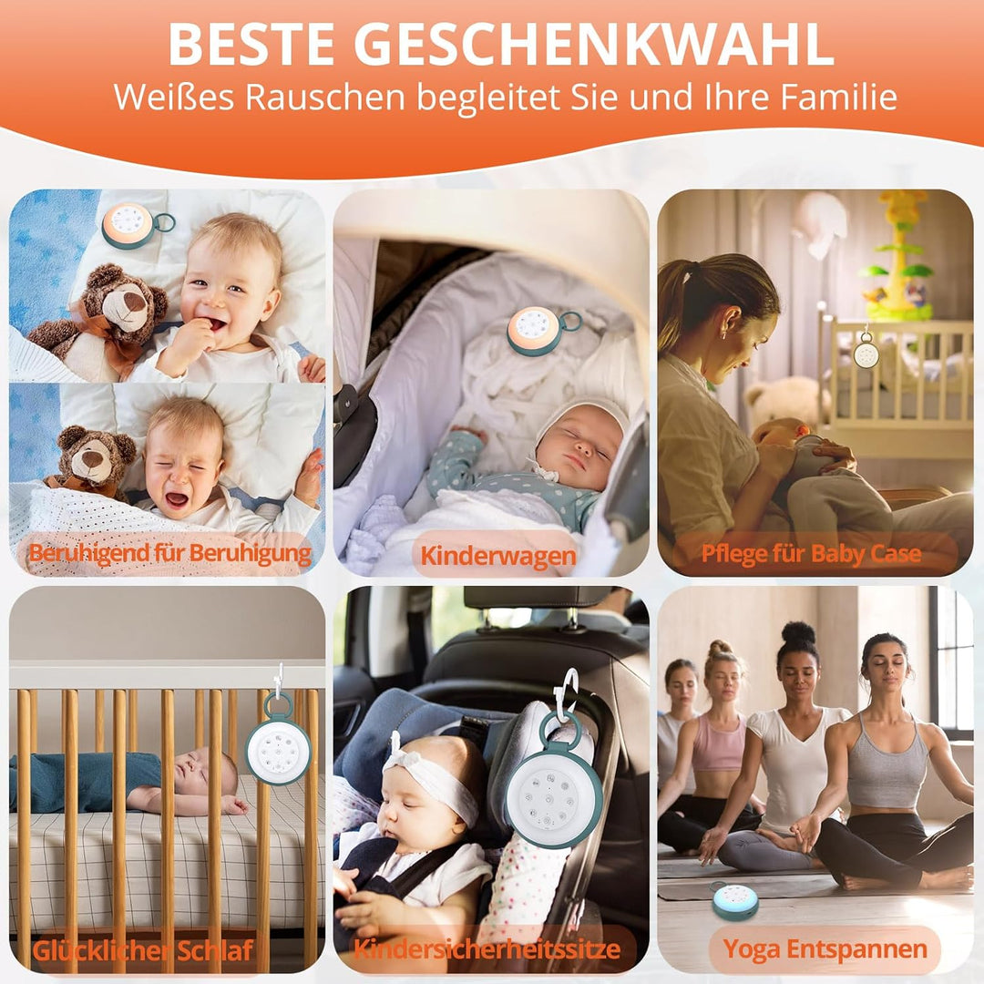 FUNYKICH White Noise Machine Baby, Tragbare Einschlafhilfe Weisses Rauschen für Erwachsene mit Aufna