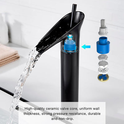 Wasserhahn Bad Schwarz Waschtischarmatur Wasserfall Mischbatterie Waschbecken Armaturen Hoch Retro B