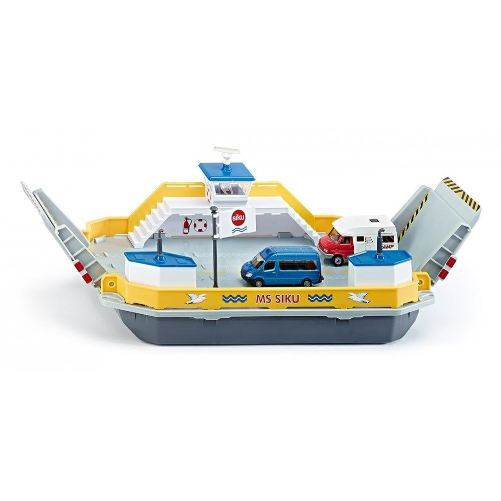 siku 1750, Autofähre, 1:50, Metall/Kunststoff, Inkl. 2 Spielzeug-Autos, Gelb/Grau, Schwimmfähig, Bew