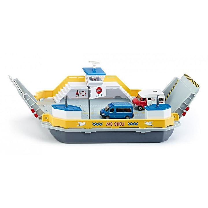 siku 1750, Autofähre, 1:50, Metall/Kunststoff, Inkl. 2 Spielzeug-Autos, Gelb/Grau, Schwimmfähig, Bew