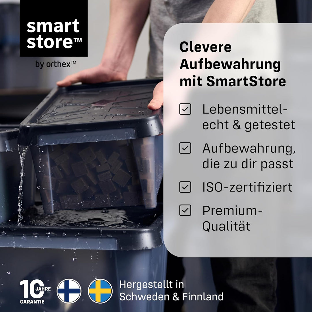 SmartStore Aufbewahrungsbox mit Deckel 12 L wasserdicht Plastik – 7er-Set – mattiert - ineinander &