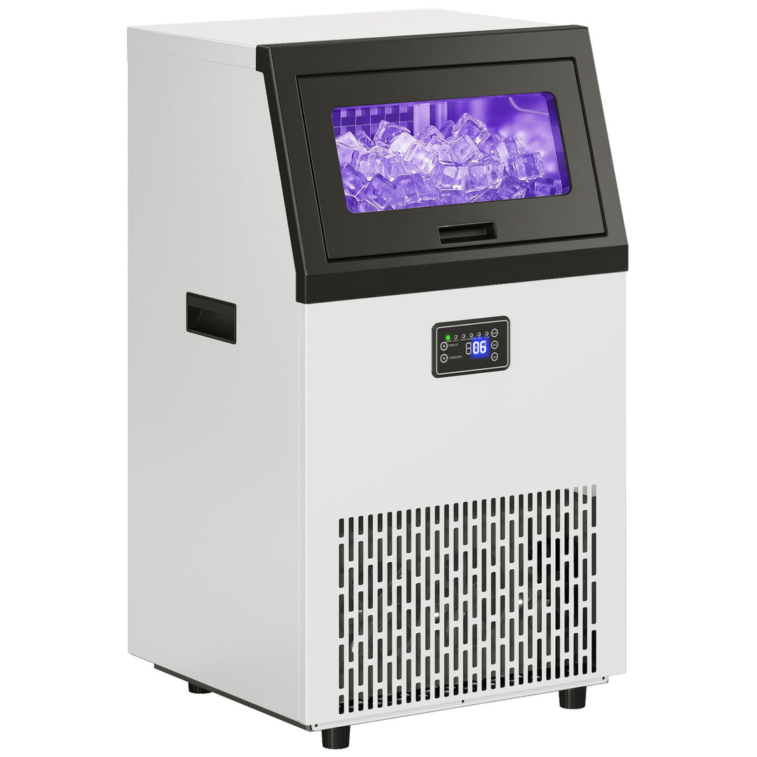 HOMCOM Kommerzielle Eiswürfelmaschine 55kg/24H Selbstreinigend Eismaschine aus Edelstahl mit 13kg Sp