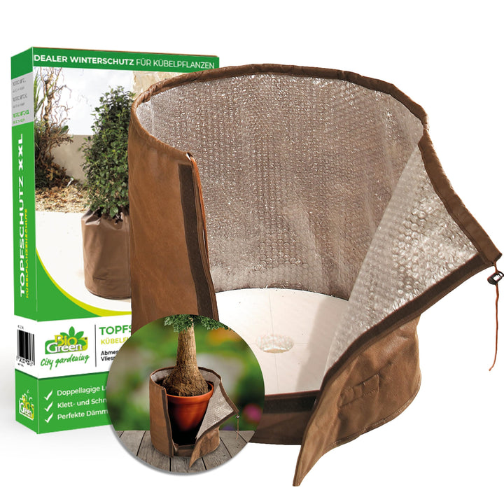 BioGreen Topfschutz XXL Ø 85 x H 90 cm | Pflanztopfschutz &amp; Winterschutz für grosse Pflanzgefässe |