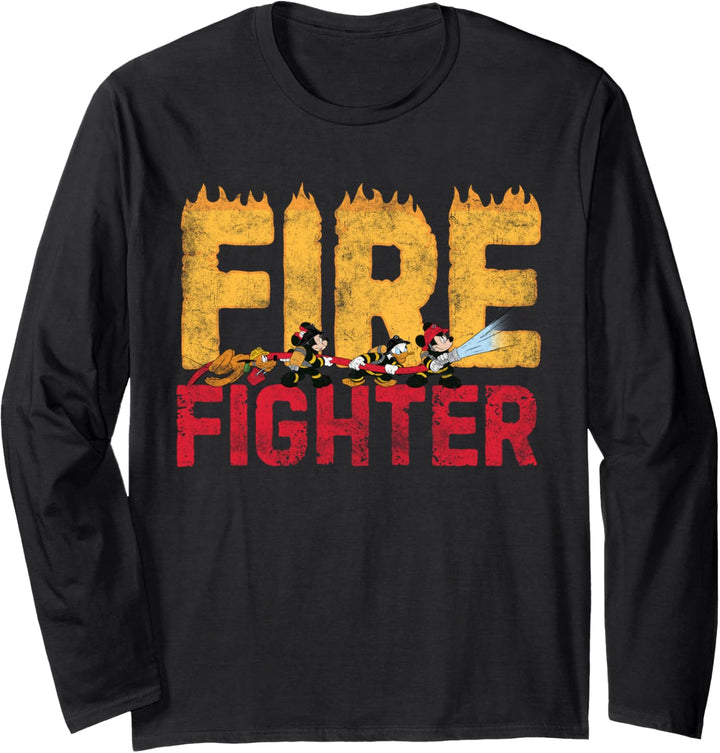 Disney Mickey and Friends Minnie Donald Pluto Fire Fighters Langarmshirt