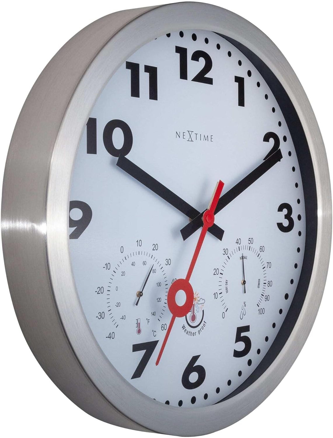 NeXtime 4307ST Wanduhr, Aluminium, Silber, 35cm