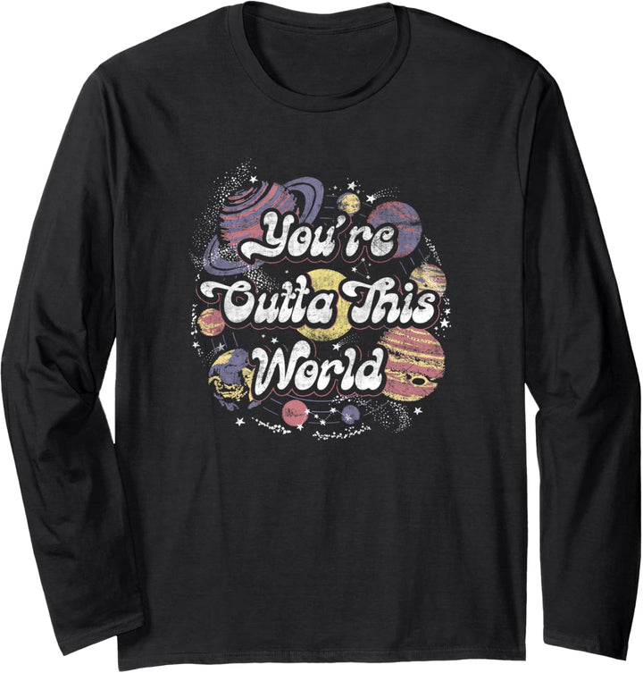 Trendy You're Outta This World Retro Solar System Front Back Langarmshirt