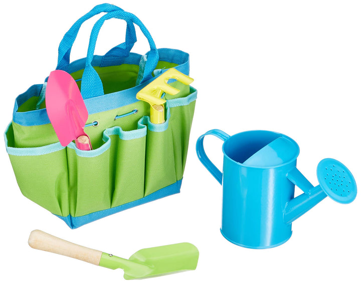 goki 63892 Gartenwerkzeug mit Tasche: L= 15,2 - 21,5 cm, Material: Holz, Textil und Metall, 5 Teile