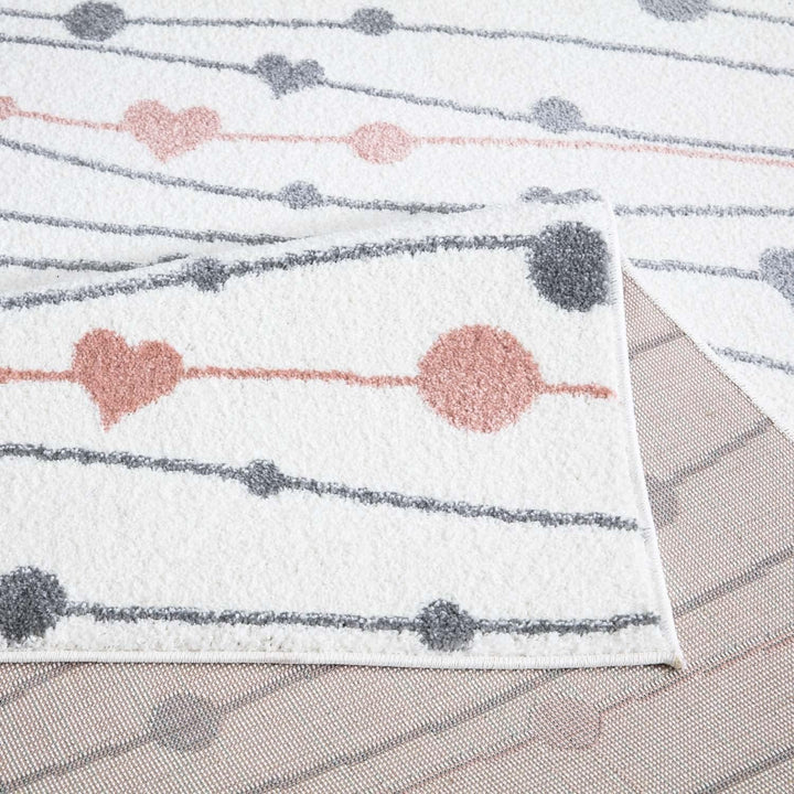 carpet city Teppich Kinderzimmer Herzen - Creme - 160x230 cm - Kinderteppich Kurzflor mit Punkten, S