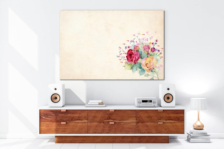 deyoli farbenfroher Blumenstrauss Format:75x50 cm als Leinwandbild, Motiv fertig gerahmt auf Echthol
