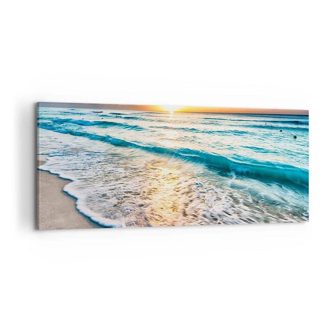 Panorama Bilder auf Leinwand 100x40cm Leinwandbild Meer Welle Strand Gross Wanddeko Bild Schlafzimme