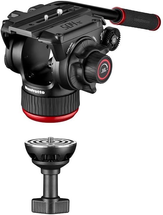Manfrotto 504X Fluid-Videokopf mit 536 Carbon-Einbeinstativ, Stativ und Videokopf-Kit aus Premium-Ko