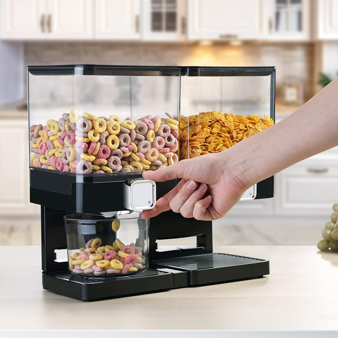 Rosenstein & Söhne Müslispender: Doppel-Spender für Cerealien & Snacks, 33,5 x 30,5 x 16,5 cm, schwa