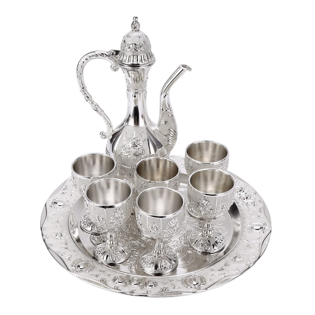Vintage Exquisite Metall Weinglas Krug Set,Retro Türkischen Europäischen Stil Kunsthandwerk Teekanne