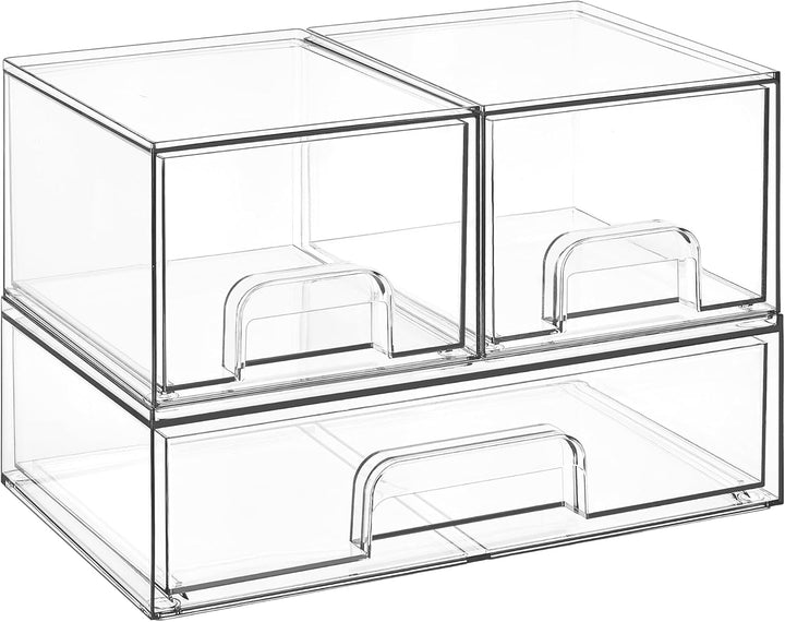 Vtopmart Boxen Aufbewahrung mit 3 Schubladen, Clear Schminktisch Organizer, Anti-Rutsch Organizer Sc
