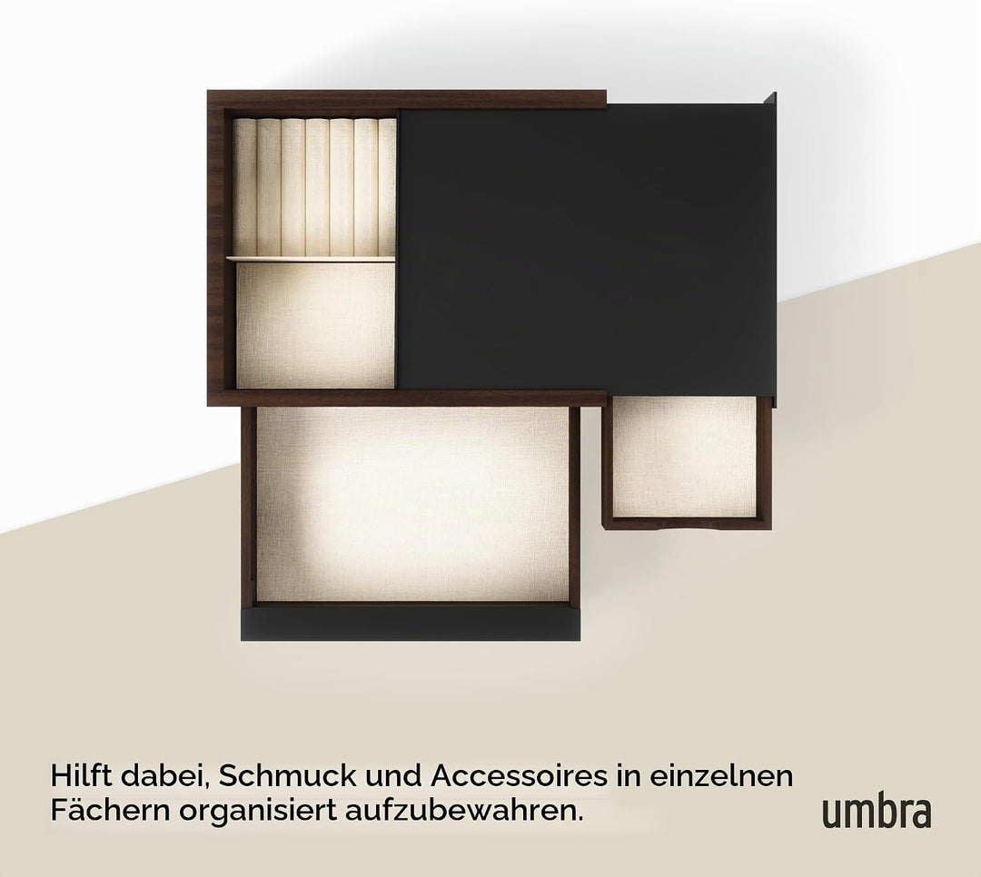 Umbra Stowit Design Schmuckkasten – moderne Schmuck Box mit Geheimfächern für Ringe, Armbänder, Uhre