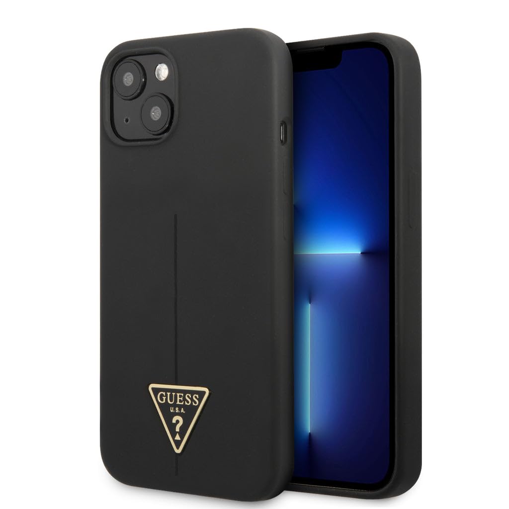 GUESS GUHCP14MSLTGK Hülle für iPhone 14 Plus 6,7" Schwarz hardcase Silicone Triangle