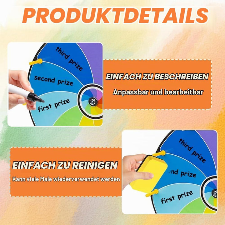 Glücksrad zum Drehen, 30cm 10 Slots Drehrad Glücksrad, Gluecksrad Gluecksrad mit Montagewerkzeug, Gl