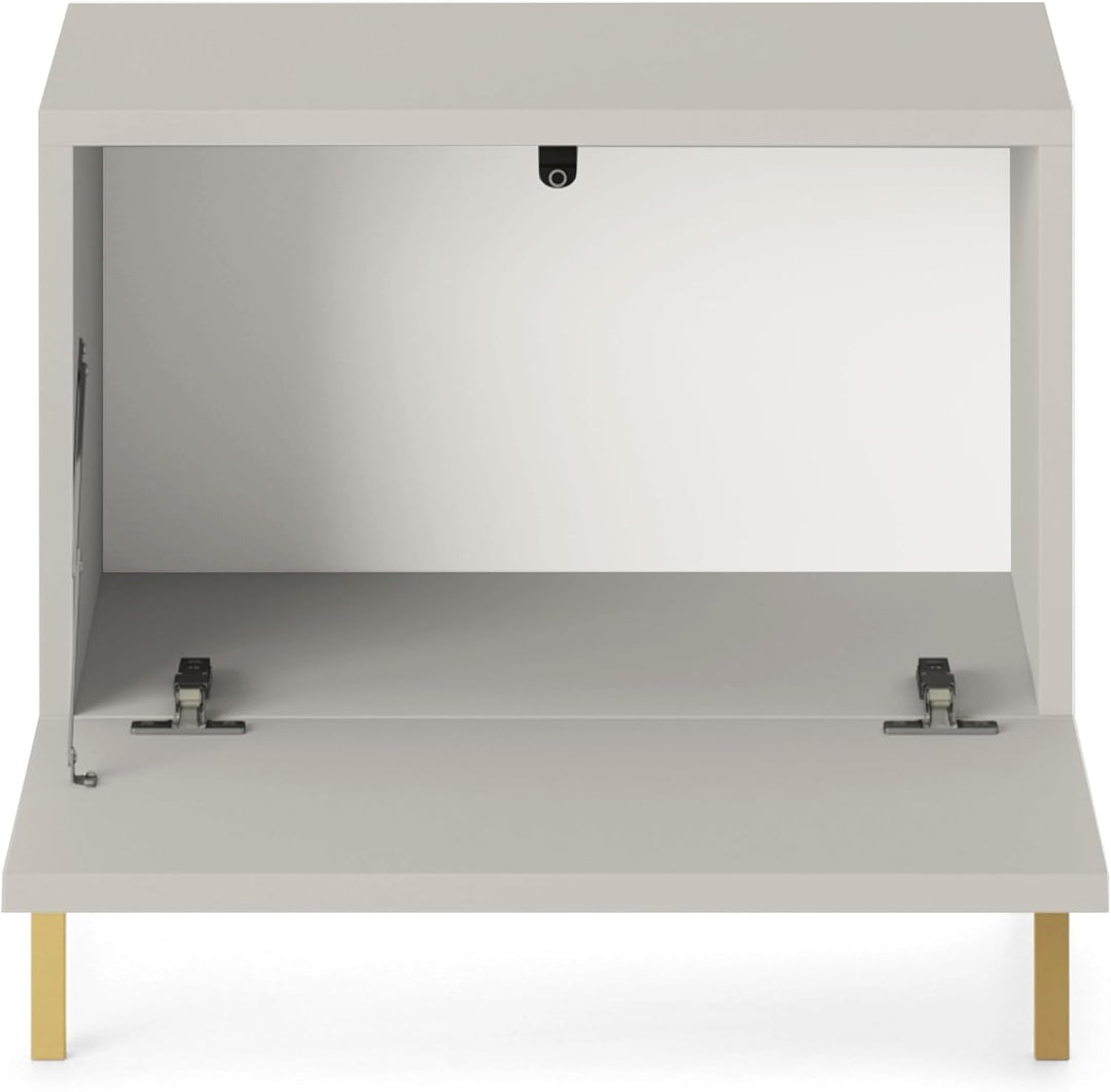 Selsey Lammelo - Nachttisch mit Lamellenfronten - Graubeige mit goldenen Beinen Graubeige 46 cm, Gra