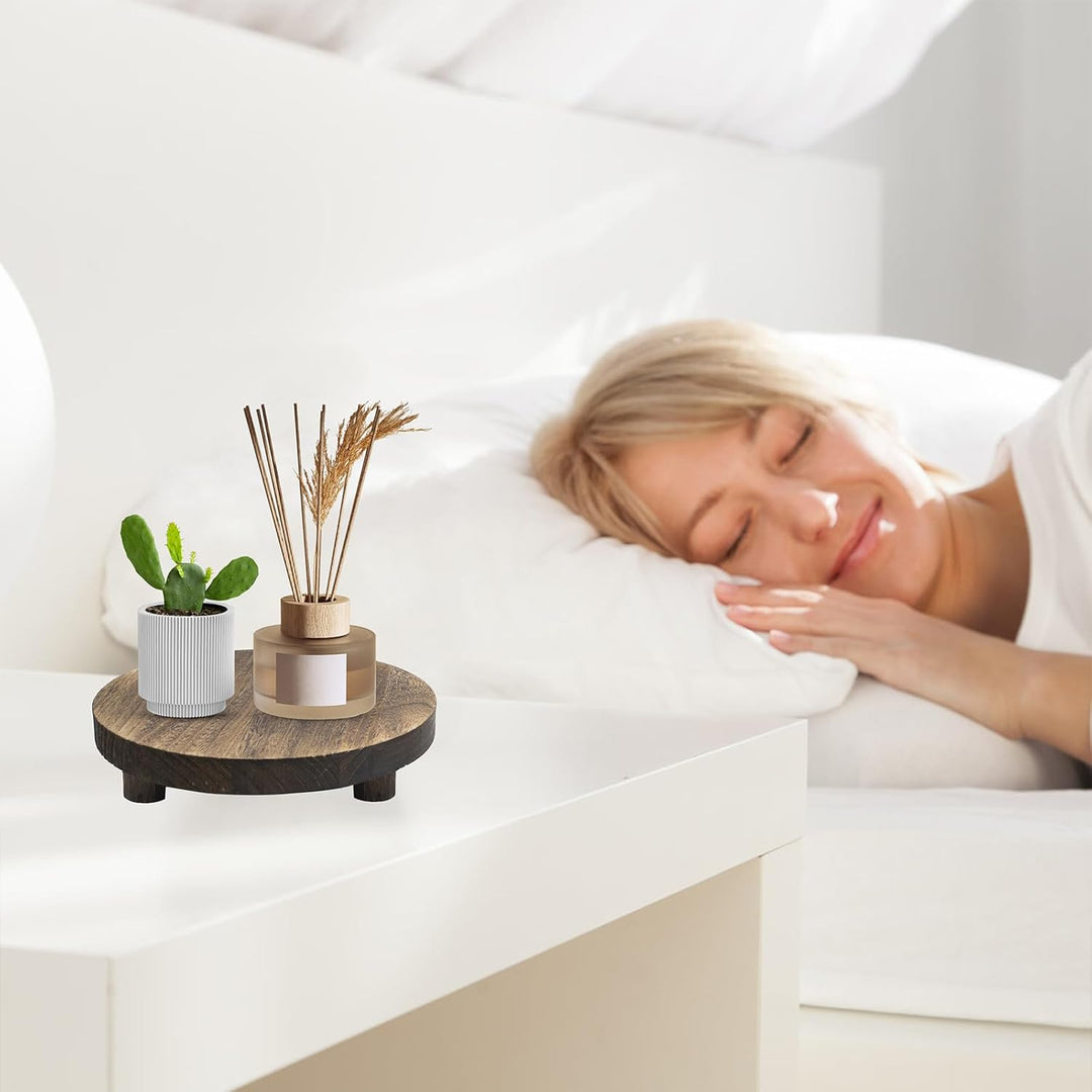 3 Stück Holz Blumenhocker,Rund Pflanzenhocker Blumenständer Dekorativer Kleiner Pflanzenständer,Für