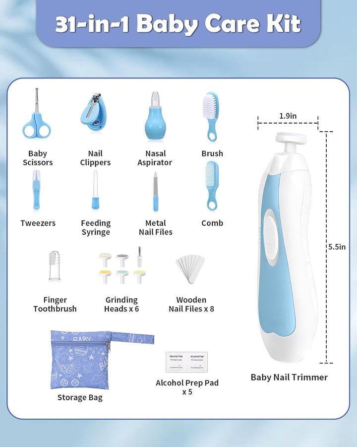 Lictin Baby Nagelfeile Elektrisch, Elektrische Nagelfeile mit 6 Schleifkopf, 26 in 1 Baby Nagelset m