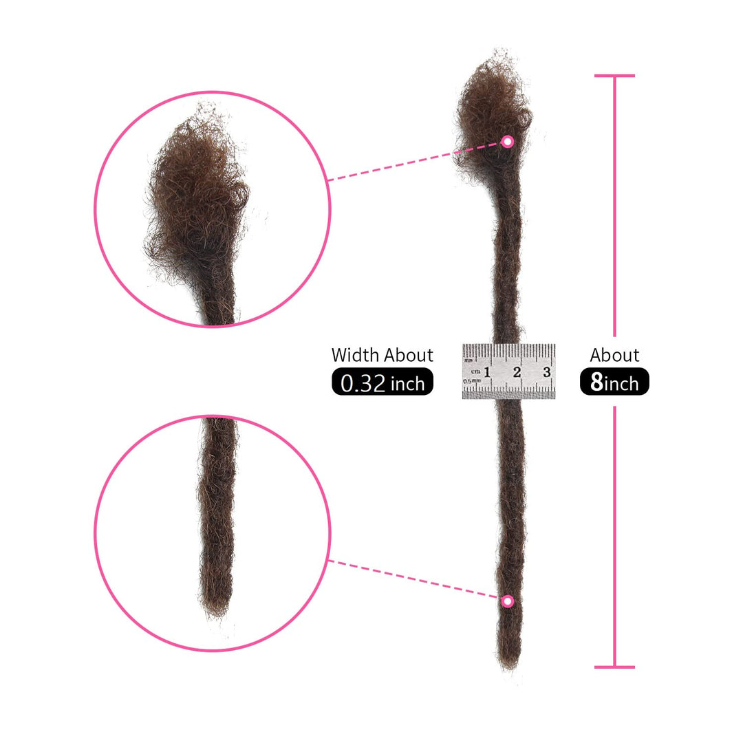 Echthaar Dreadlock Extensions 20 Stränge Handgemachte Crochet Echthaar Loc Extensions (8 Zoll, Breit