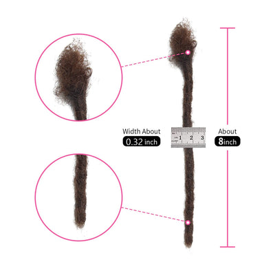 Echthaar Dreadlock Extensions 20 Stränge Handgemachte Crochet Echthaar Loc Extensions (8 Zoll, Breit