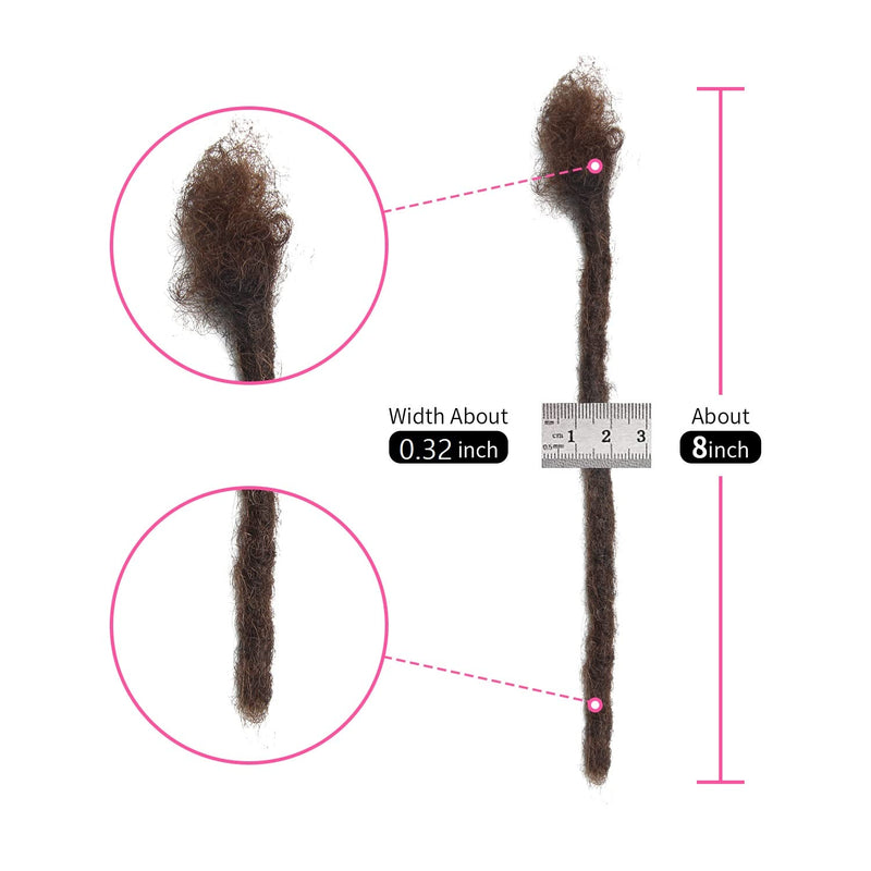 Echthaar Dreadlock Extensions 20 Stränge Handgemachte Crochet Echthaar Loc Extensions (8 Zoll, Breit