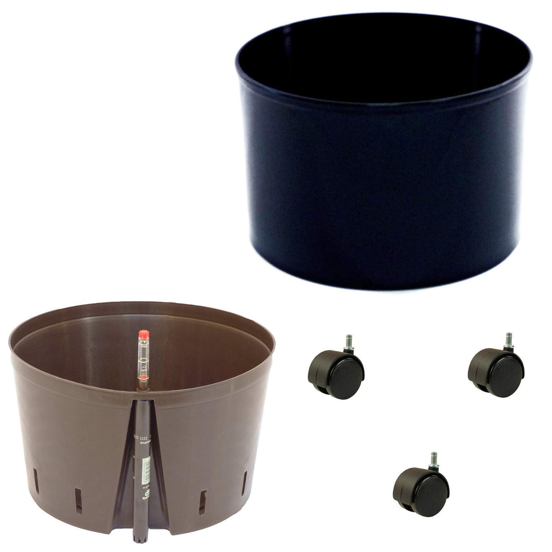 happy nature Set3 Blumenkübel Corona schwarz Ø 37cm H 24,5cm mit wb_Rollen