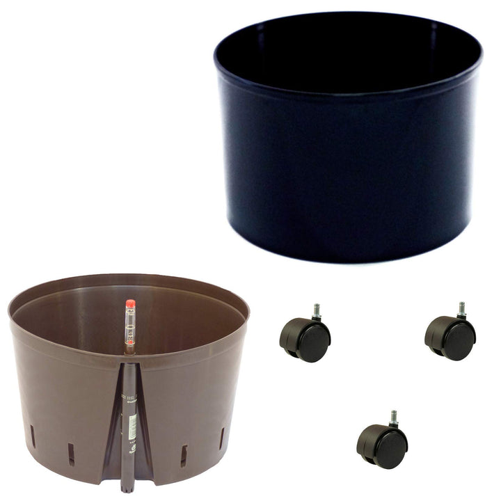 happy nature Set3 Blumenkübel Corona schwarz Ø 37cm H 24,5cm mit wb_Rollen