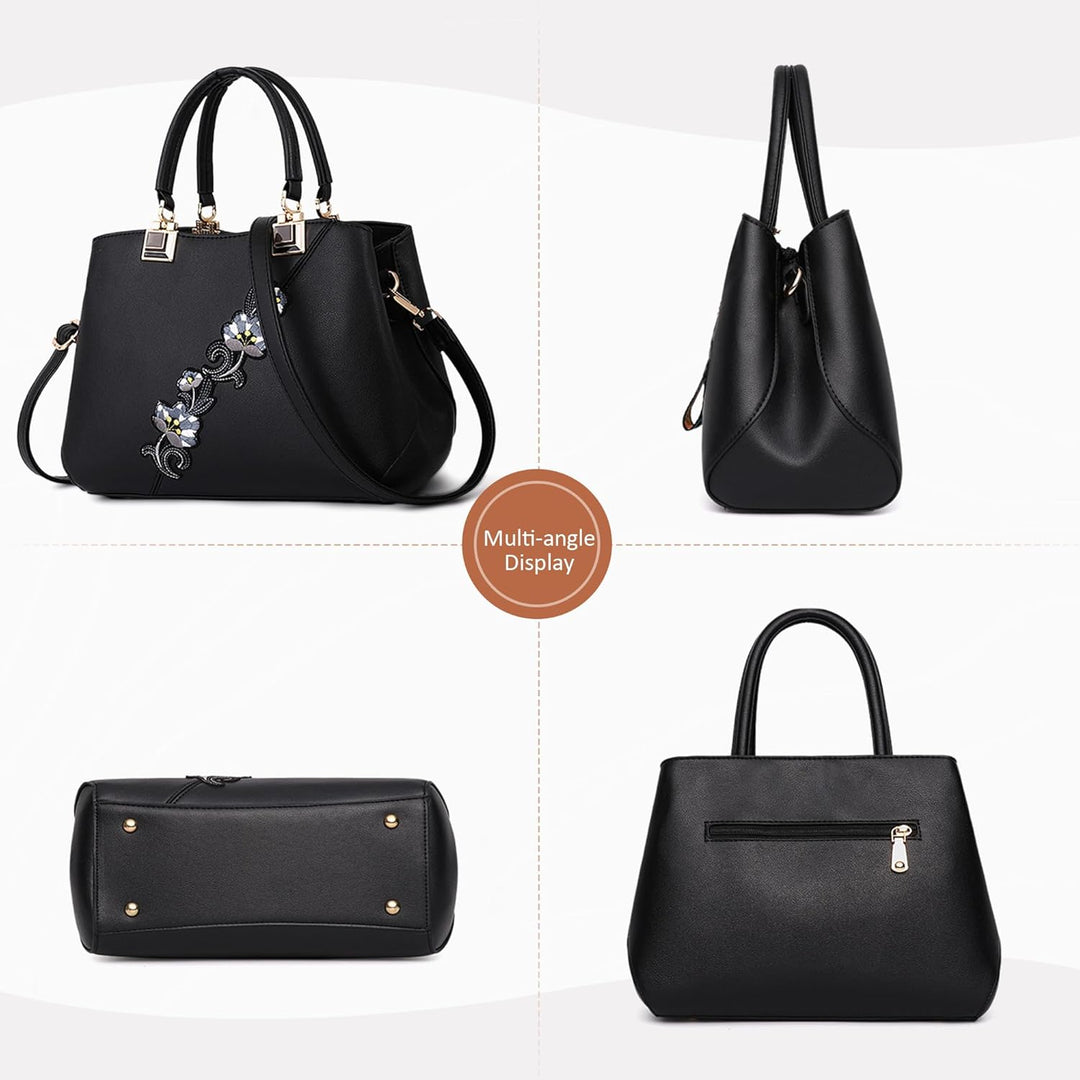 DIRRONA Damen Handtasche Mode Blumenmuster Schulterbeutel Grosse Kapazität Umhängetasche Casual Reis