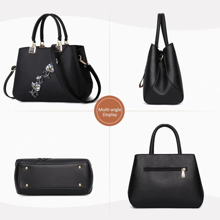 DIRRONA Damen Handtasche Mode Blumenmuster Schulterbeutel Grosse Kapazität Umhängetasche Casual Reis