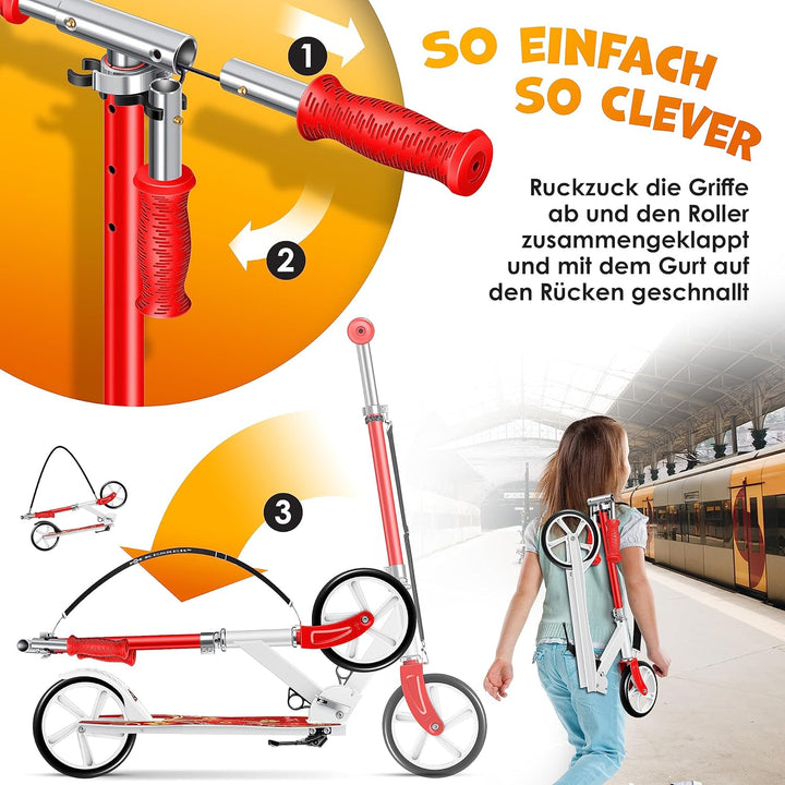 KESSER® Scooter Roller Kinderroller Cityroller Tretroller Kickroller Kickscooter Flora (Red), Flora
