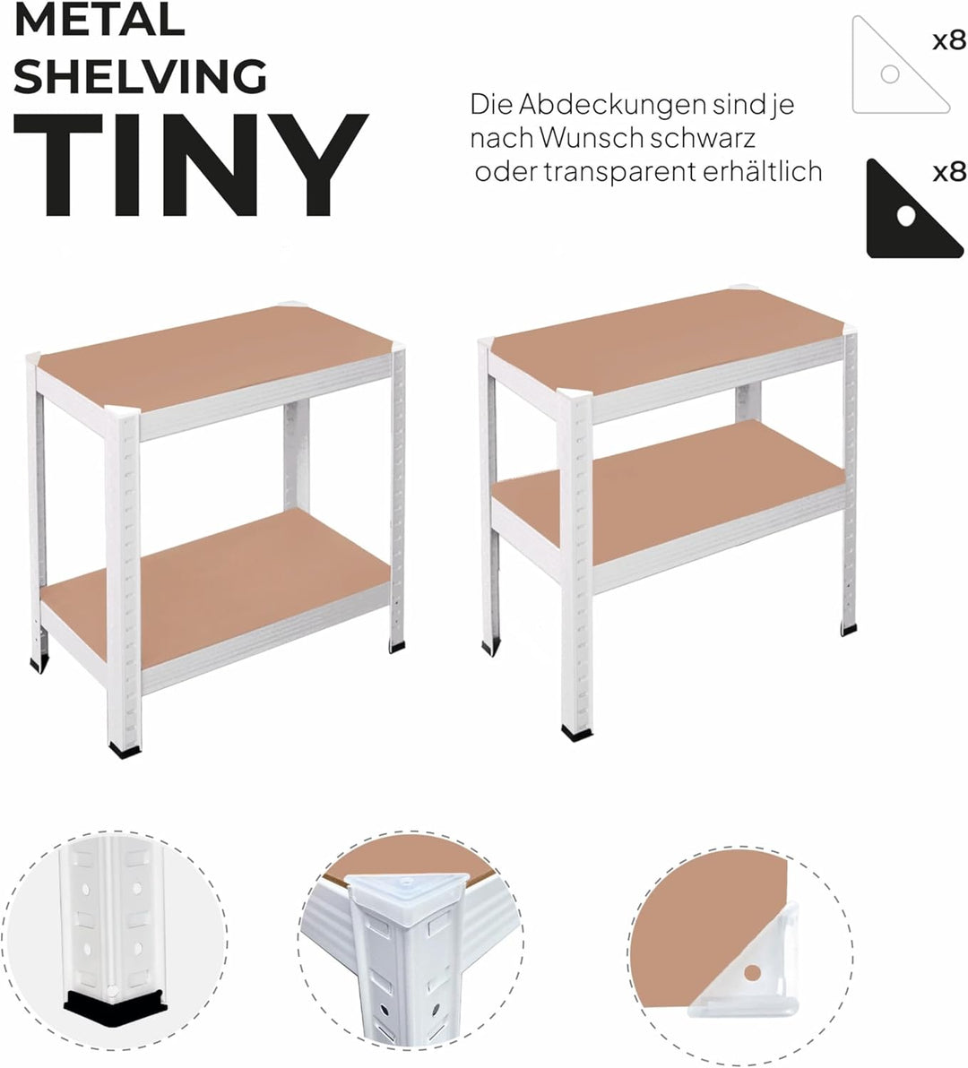 OcioDual Schwerlastregal Weiss Tiny, Haushaltsregal, Kellerregal, Standregal, Metallregal, 150x60x30