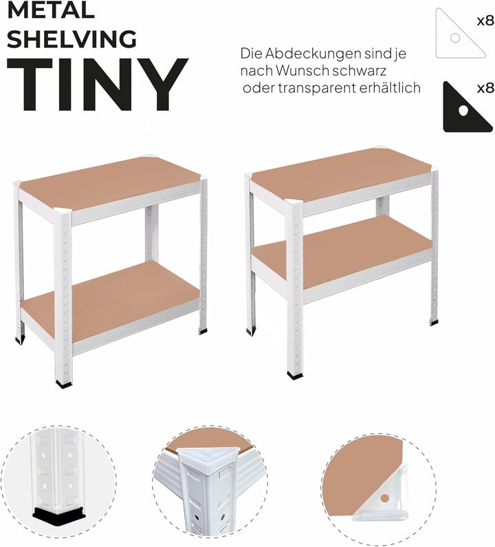 OcioDual Schwerlastregal Weiss Tiny, Haushaltsregal, Kellerregal, Standregal, Metallregal, 150x60x30