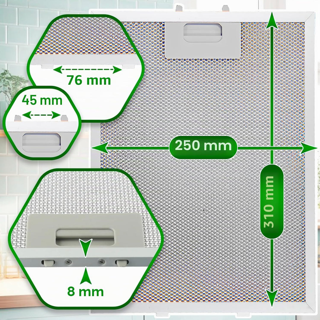 Aluminium Dunstabzugshaube Filter 310 x 250 x 8 mm mit dem Originalcode 00353110 353110 für Bosch fü