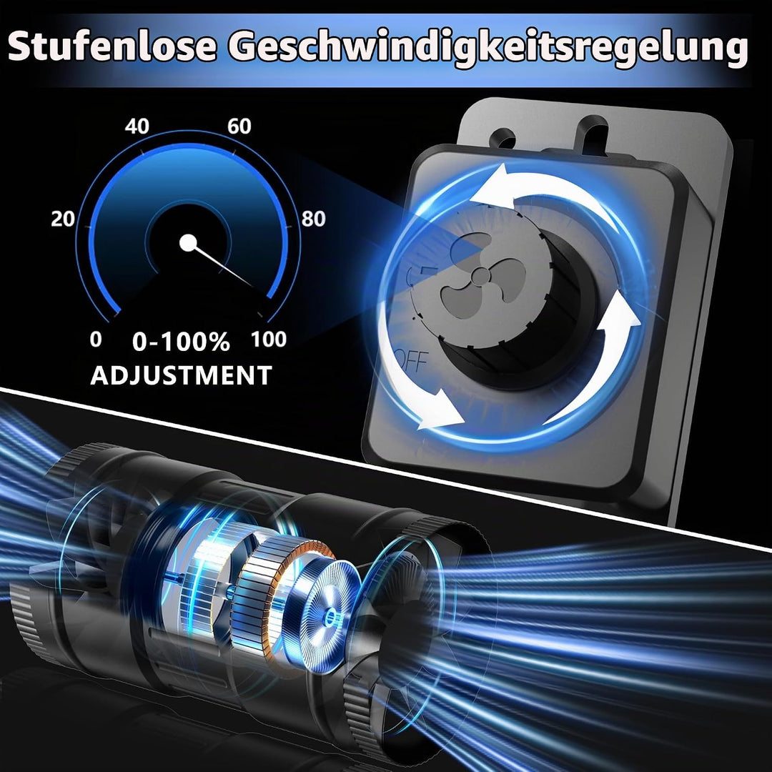 Rohrventilator 150mm,Rohrlüfter 587m³/h, EC-Motor Abluftventilator,Ausgestattet Steckdose mit Timer,