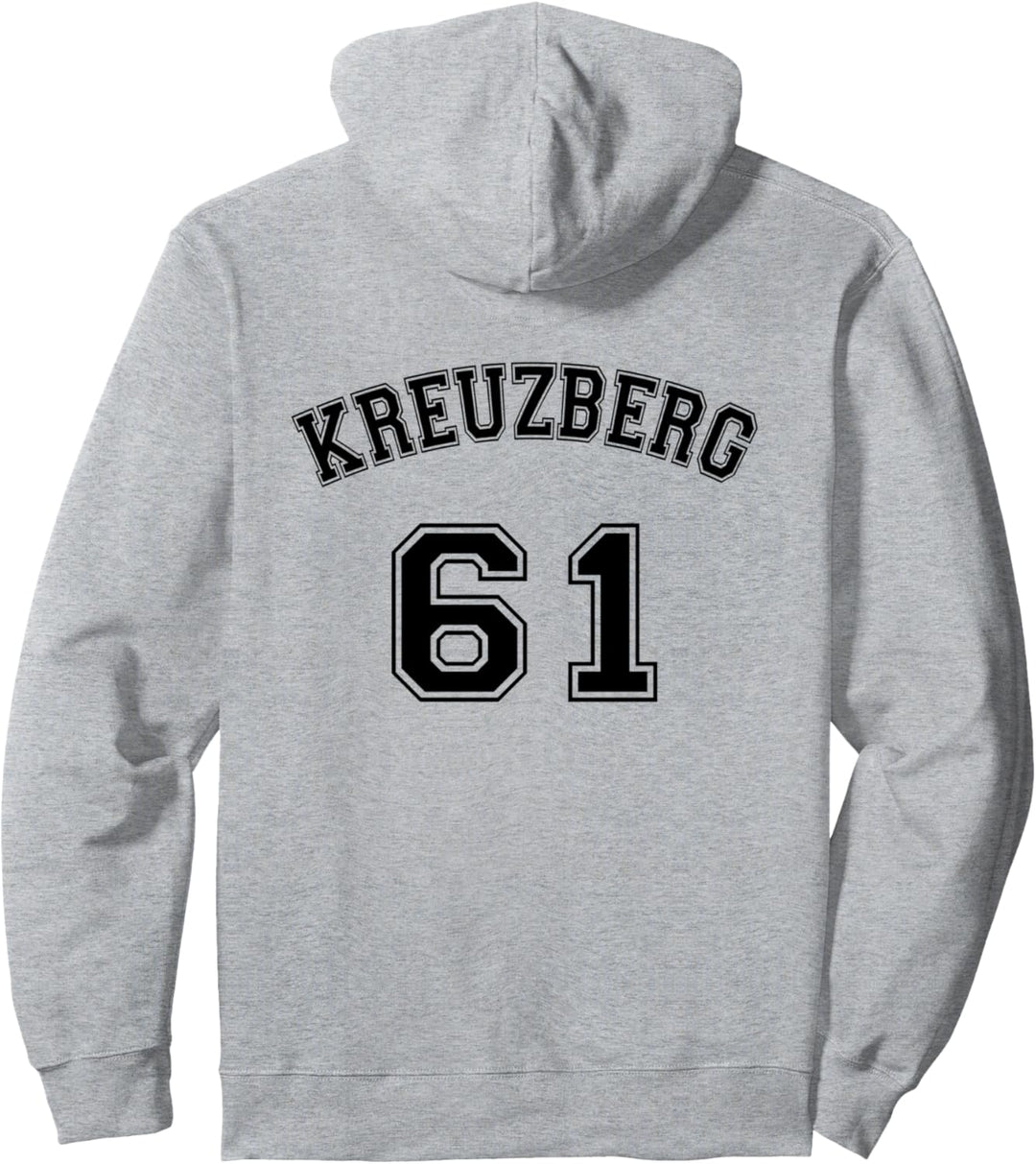 Kreuzberg 61 Berliner Bezirk Nostalgie Design Schwarzer Text Pullover Hoodie